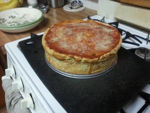 Thick and hearty deep-dish pizza. Now THAT is a pie!